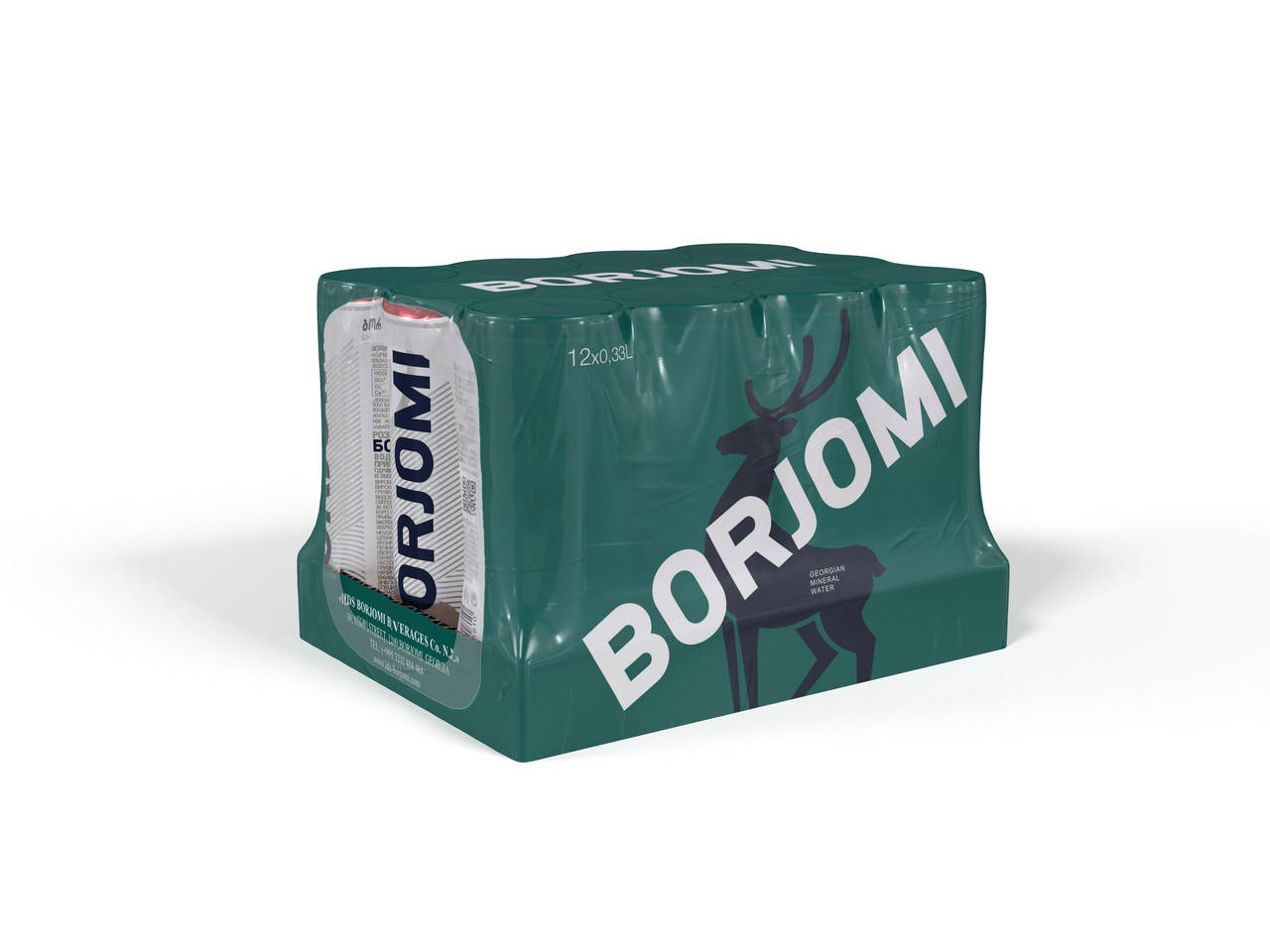 

Упаковка минеральной лечебно-столовой сильногазированной воды Borjomi 0,33 х 12 банок