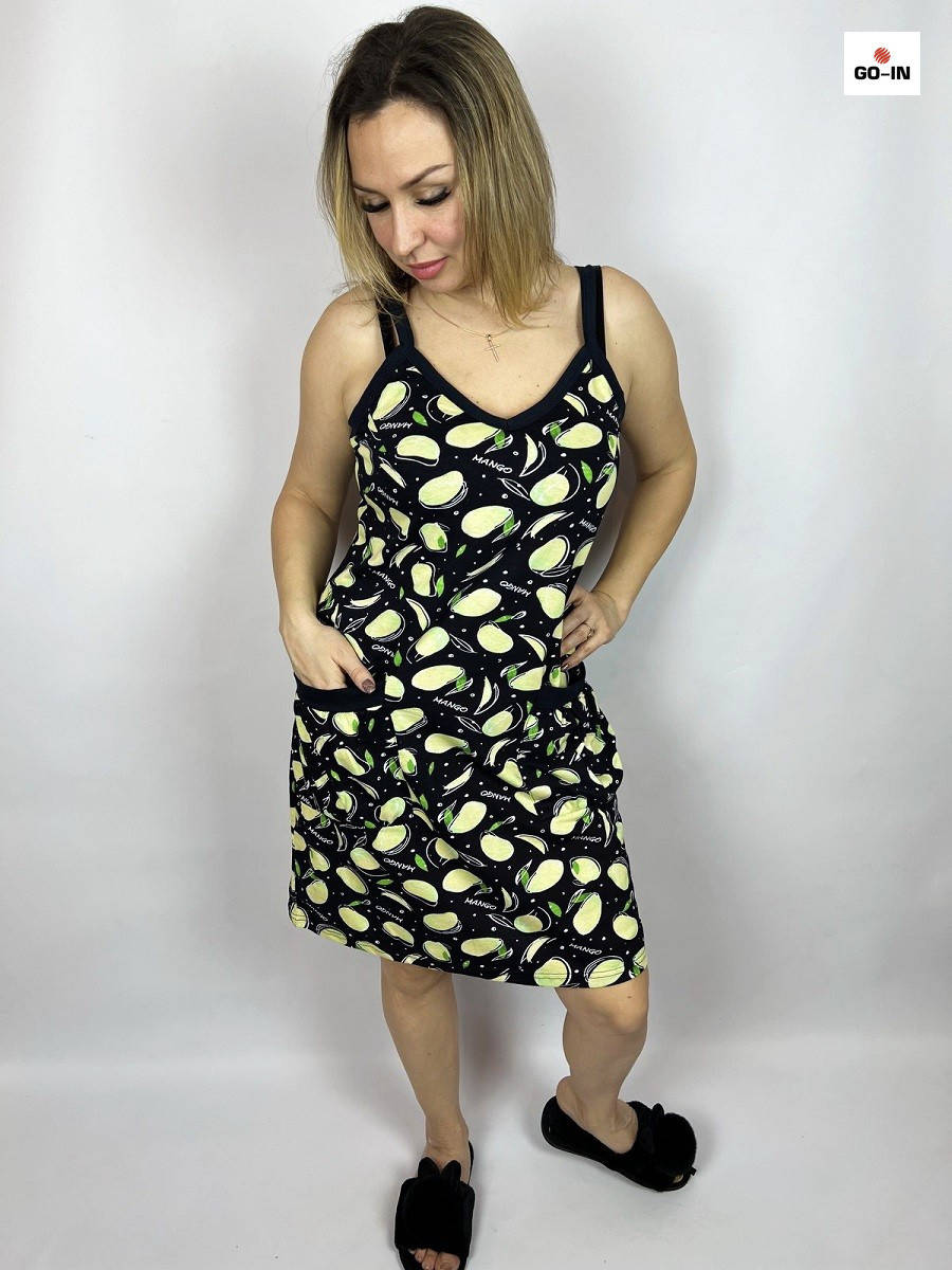 

Сарафан летний трикотажный женский на бретельках с карманами 44-58р