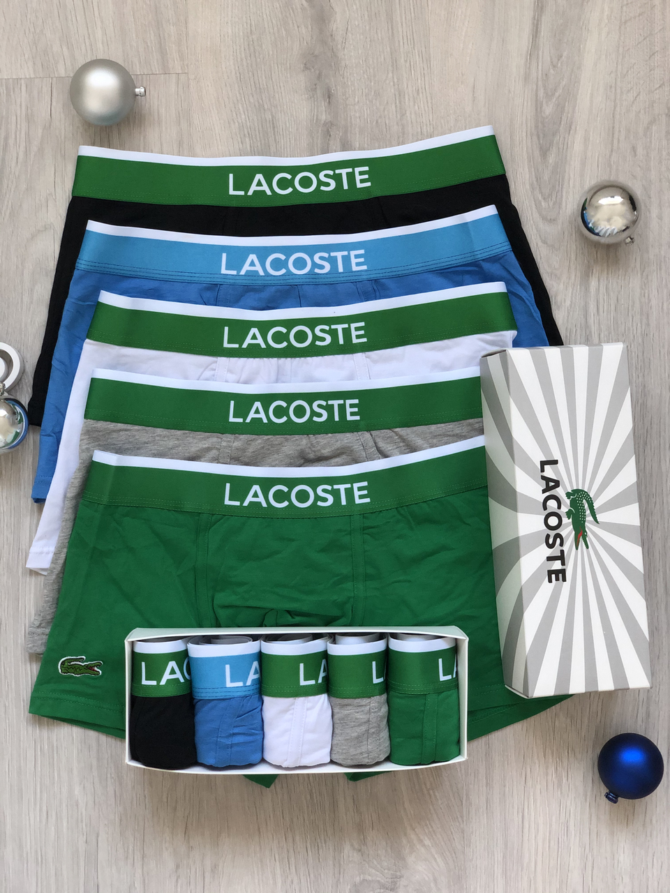 

Набор мужского белья LACOSTE! | Мужские трусы Лакост 5 шт + подарочная упаковка!