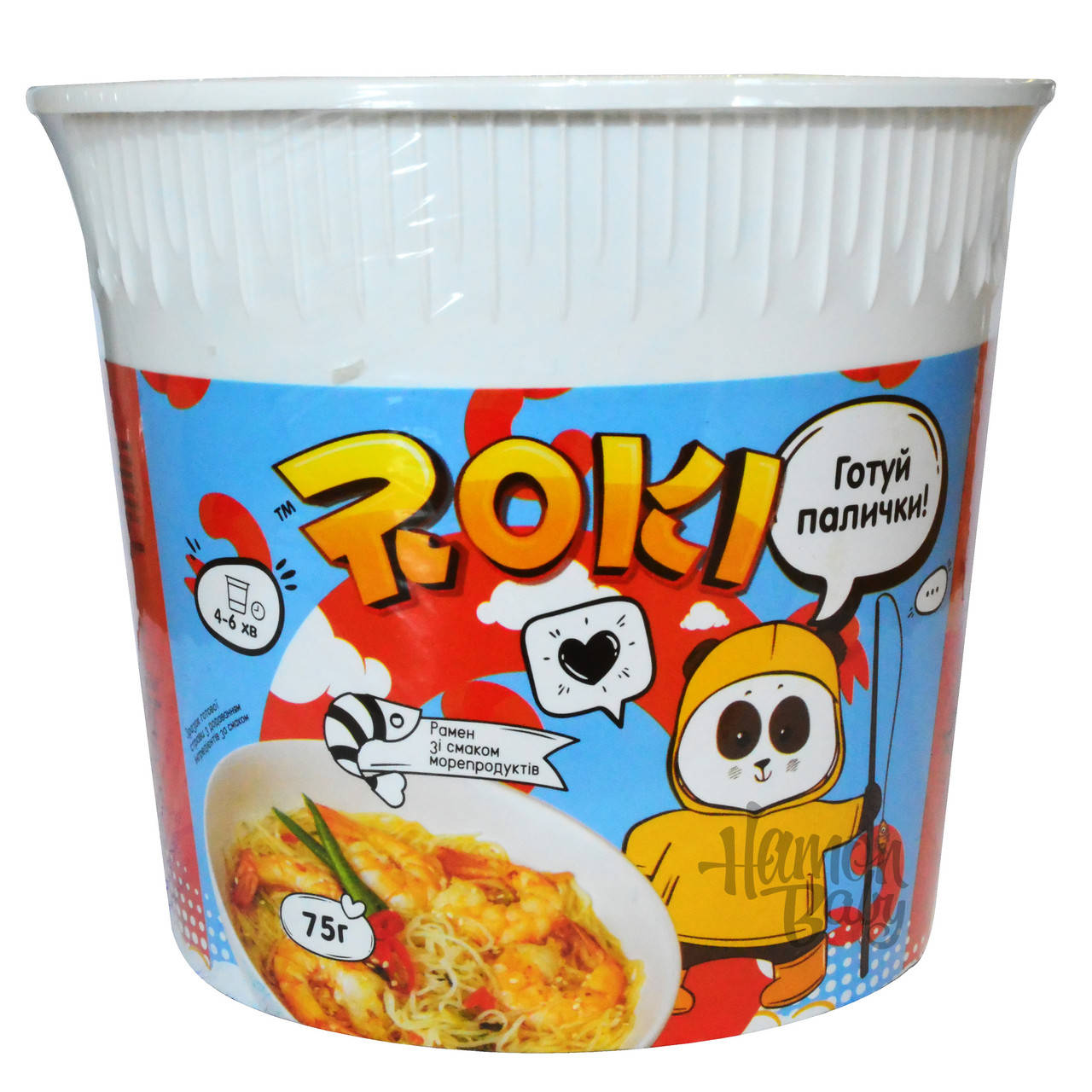 

Рисовая вермишель быстрого приготовления со вкусом морепродуктов, 75 г, ТМ Roki, Китай