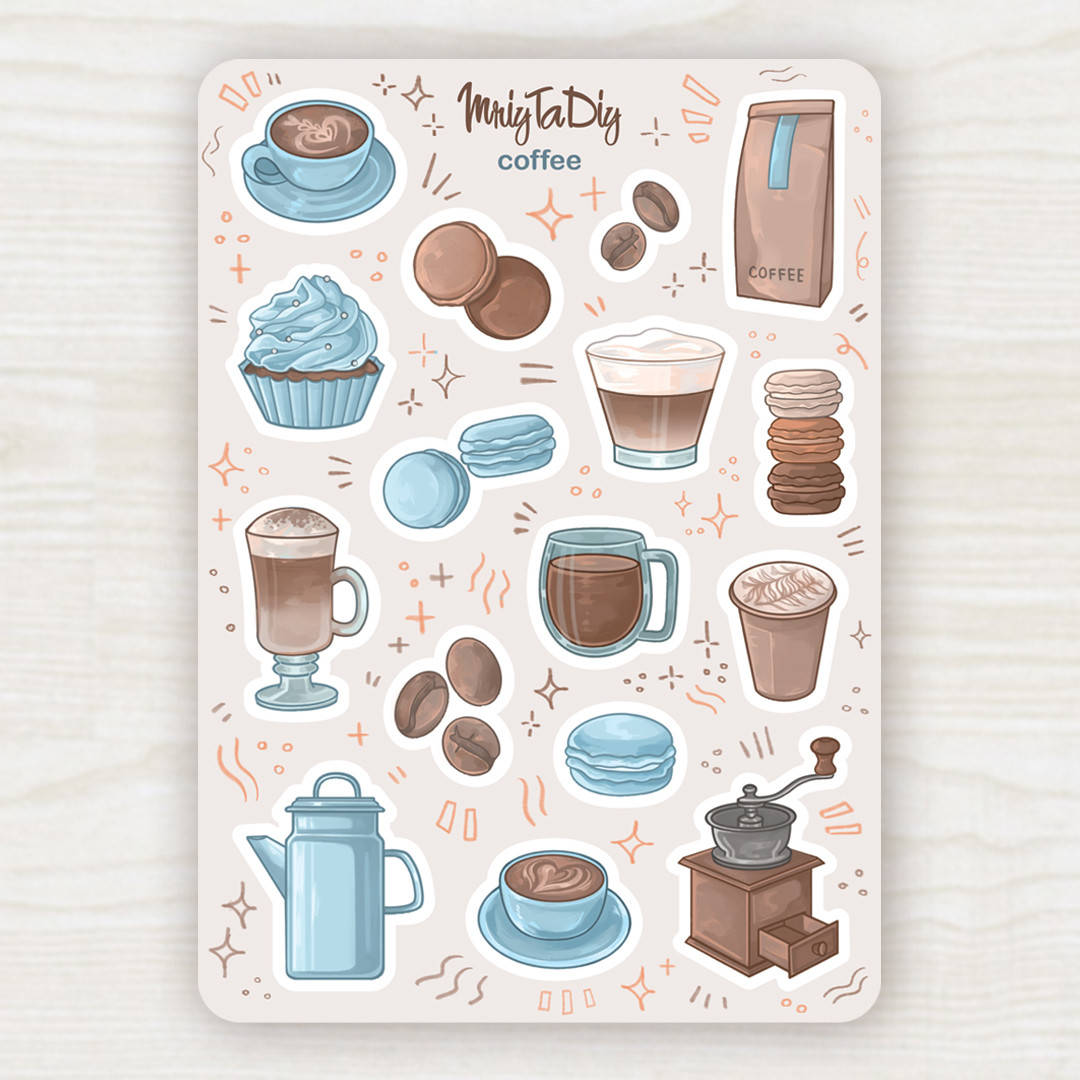 

Стикеры авторские COFFEE, Зелёный