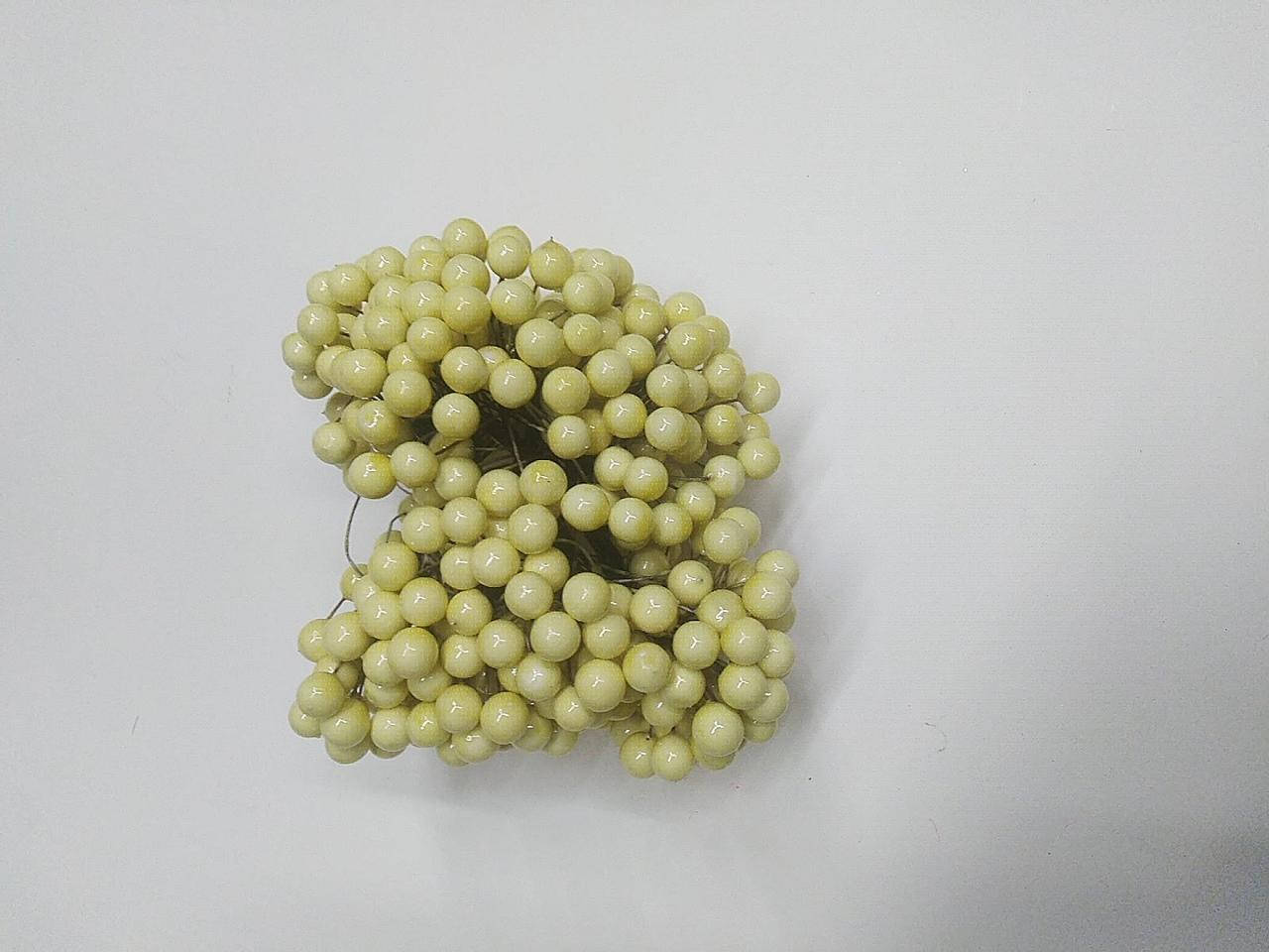 

Ягоды на проволоке Глянцевые 40ягод . Цвет ваниль, Желтый