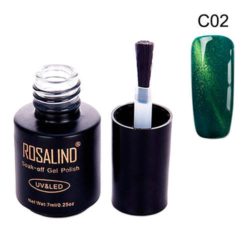 

Гель-лак для ногтей маникюра 7мл Rosalind, кошачий глаз, C02 малахит