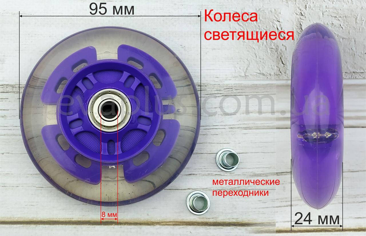 

Колесо 95 мм. полиуретановое (прозрачное светящиеся)