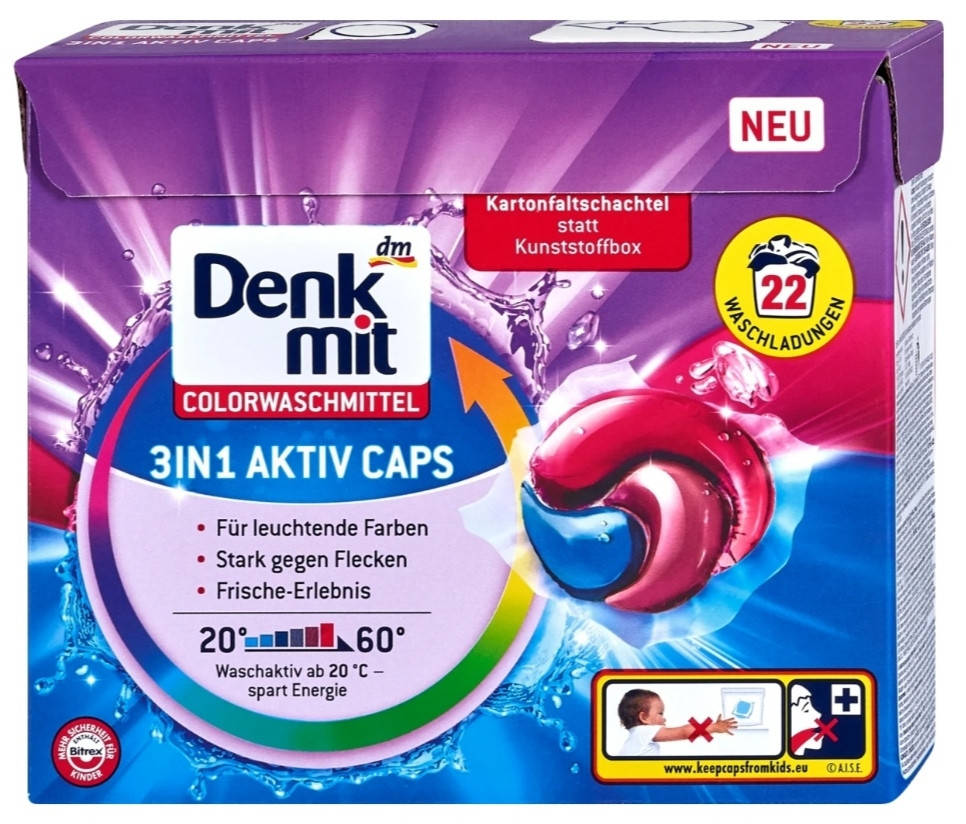 

Капсулы для стирки Denkmit colorwaschmittel 3 in 1 aktiv caps
