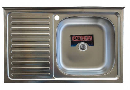 

Накладная кухонная мойка Platinum 80*50 (cм) в покрытии polish (полированная), с толщиной 0,7(мм),R(правая).