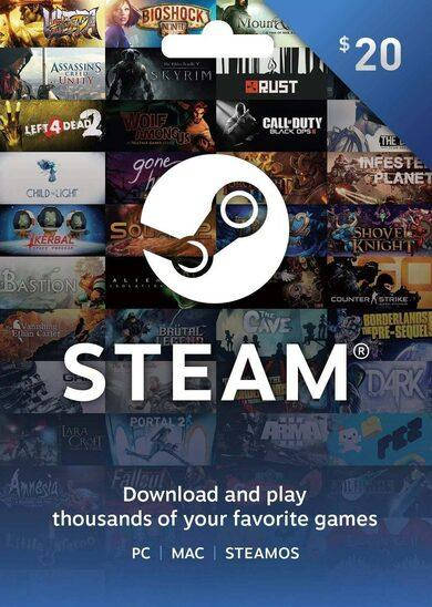 

Подарочная карта Steam Gift Card на сумму 20 usd (Регион Украина)