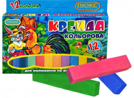 

Мелки цветные Люкс 12 шт, 1 х 1,5 х 7 см, ККЕ.912