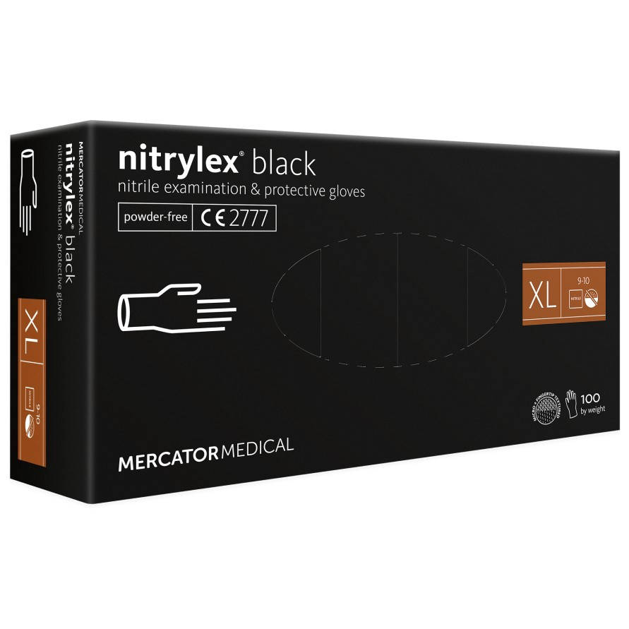 

Нитриловые перчатки Mercator Nitrylex Black размер  черные (50 пар, Черный