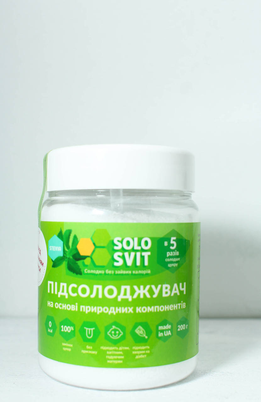 

Сахарозаменитель "SoloSvit Stevia" в 5 раз слаще, 200 г