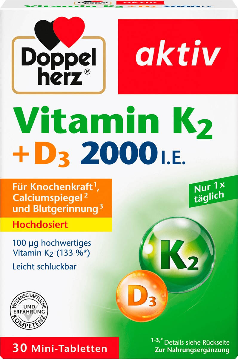

Doppelherz Vitamin K2 + D3 Tabletten 30 St. Витамин К2 + Витамин D3 2000 МЕ