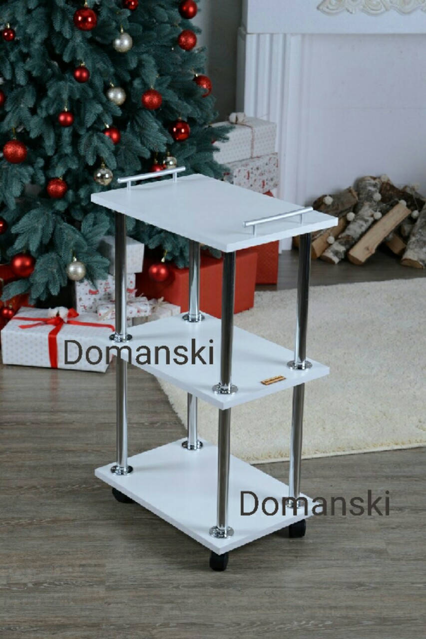 

Косметологическая тележка белая 25*45*73 на колёсиках, с ручками.