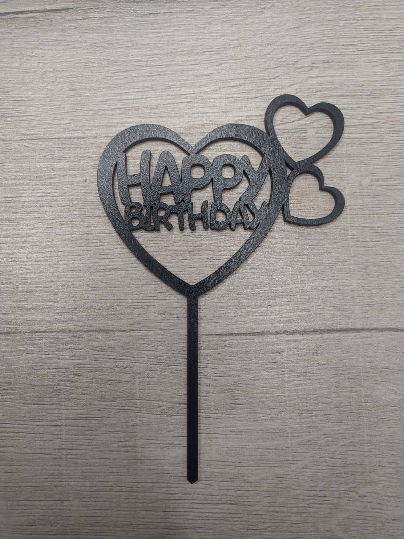 

Топпер чёрный на цельной ножке "HAPPY BIRTHDAY"