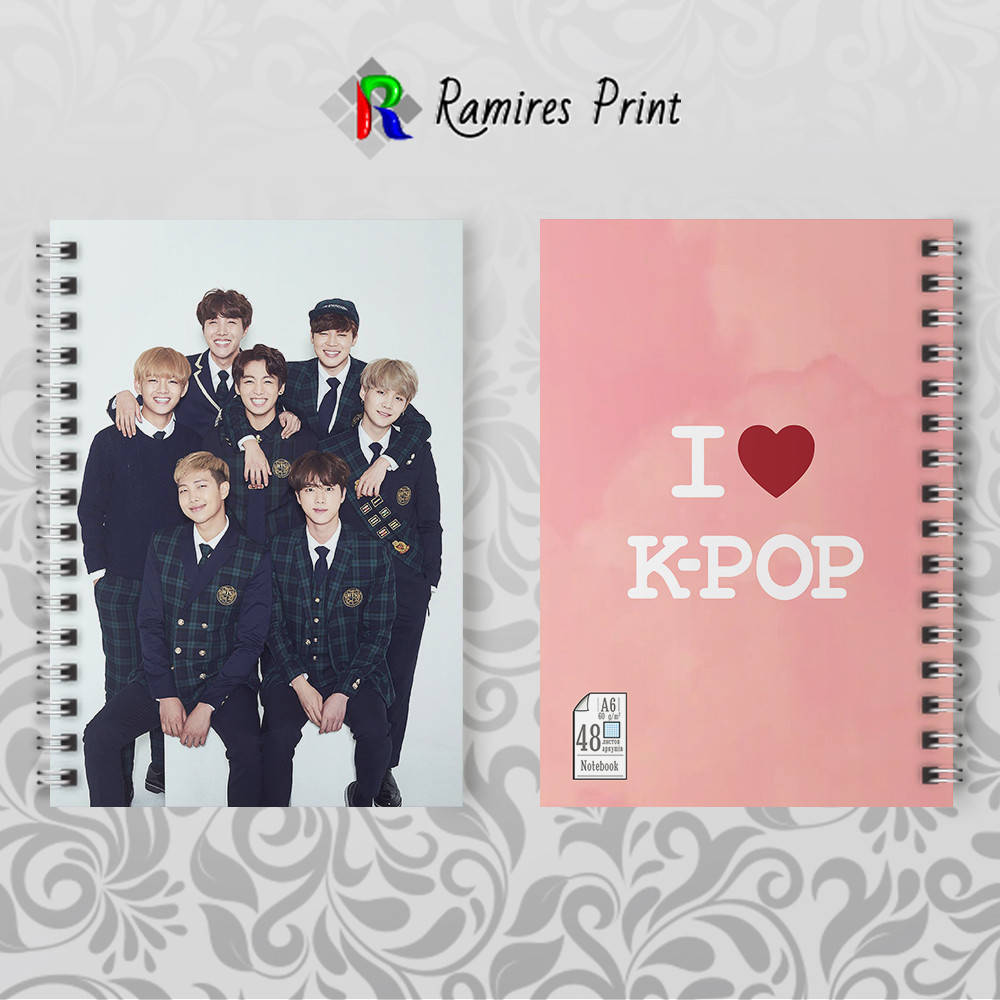 

Блокнот А6 пружина 48 л. клетка K-Pop BTS 042