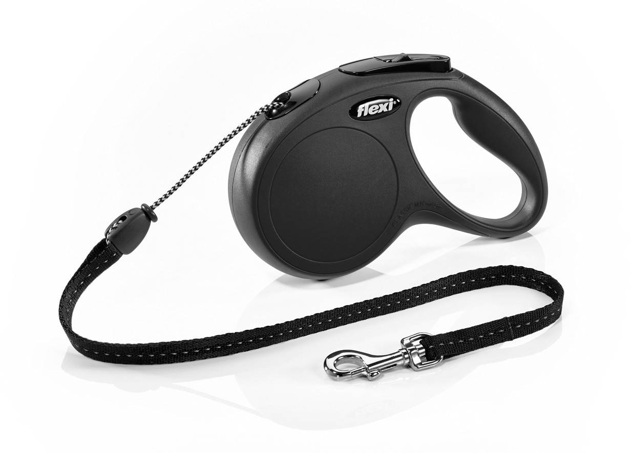 

Рулетка для собак до 20 кг Flexi New Classic M трос 5 m, Черный