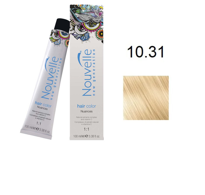 

Краска для волос Nouvelle Hair Color 10.31 золотистый пепельный платиновый блондин 100 мл