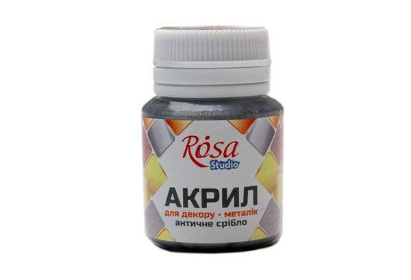 

Акрил для декору Античне срібло, металік 20мл ROSA TALENT, Серебро
