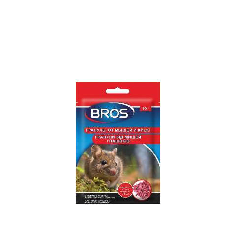 

Родентицидное средство BROS Гранулы от мышей и крыс 90г