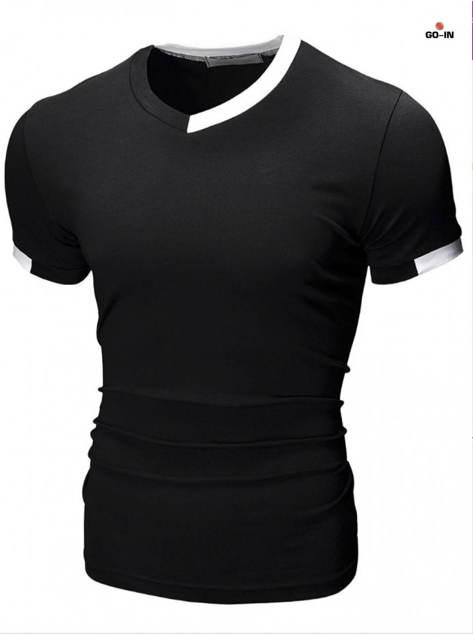 

Футболка мужская Slim Fit летняя черная однотонная трикотажная