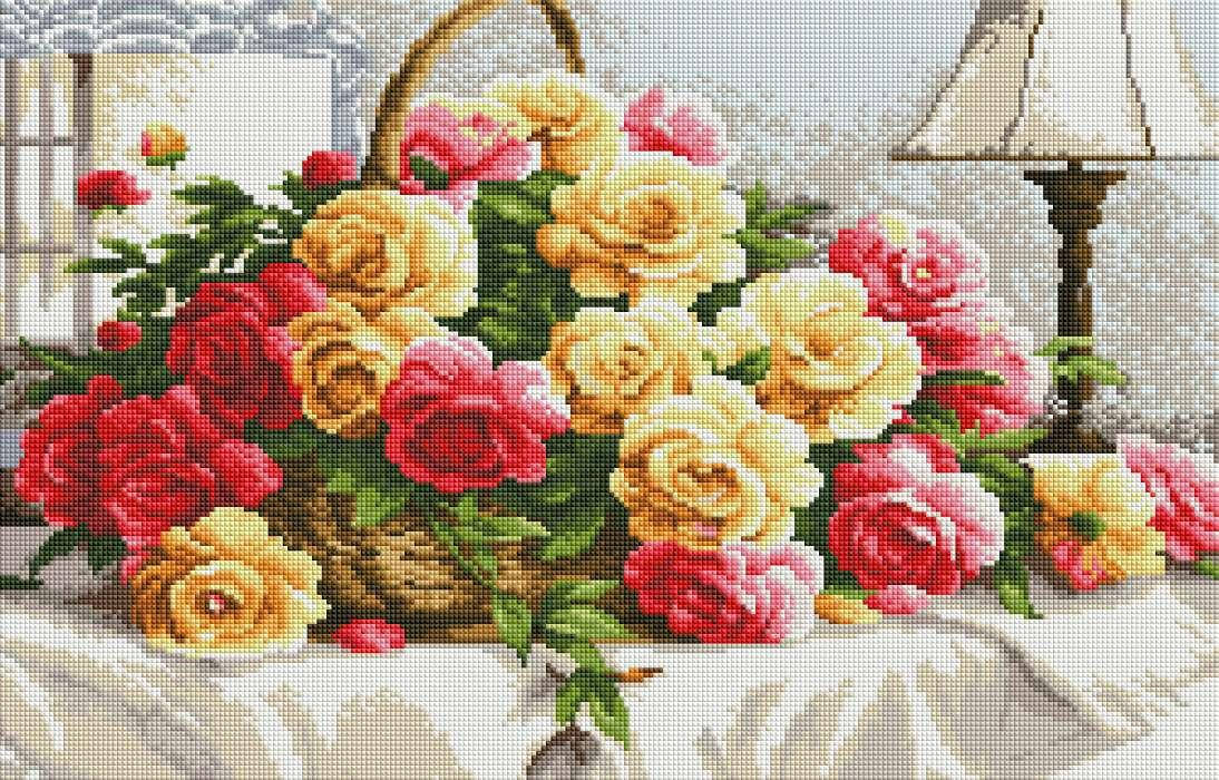 

Алмазная мозаика ColorArt Розы в корзине 40х70 SS814