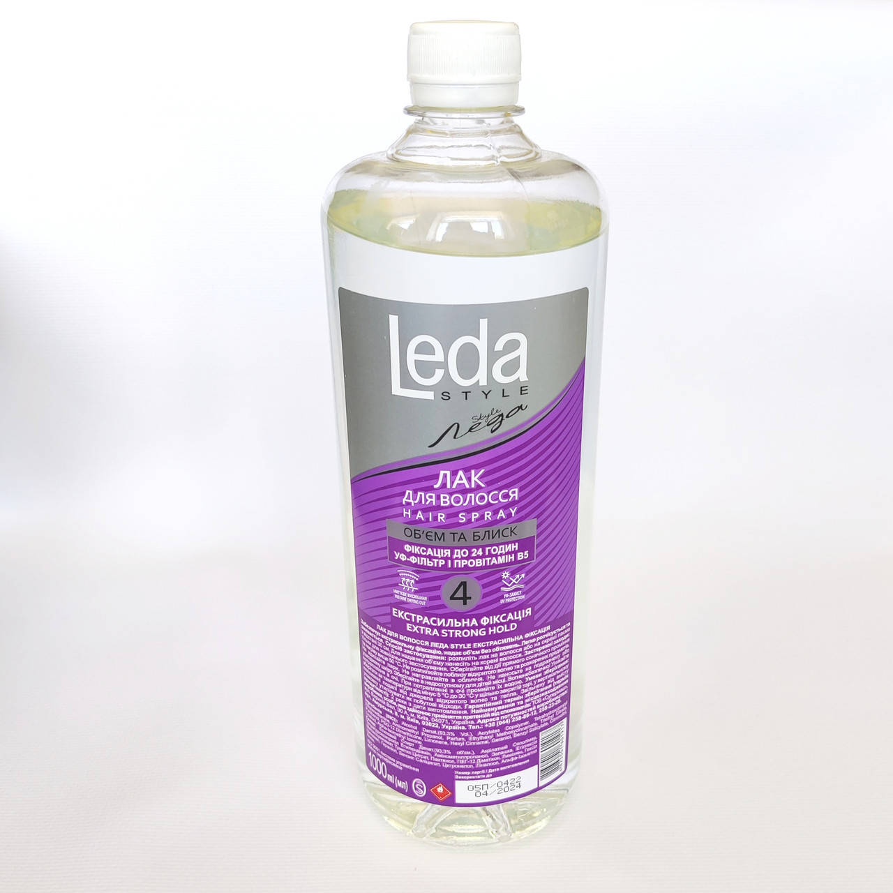 

Лак для волос экстрасильной фиксации 1л с провитамином В5 Леда Стайл, Leda Style №4