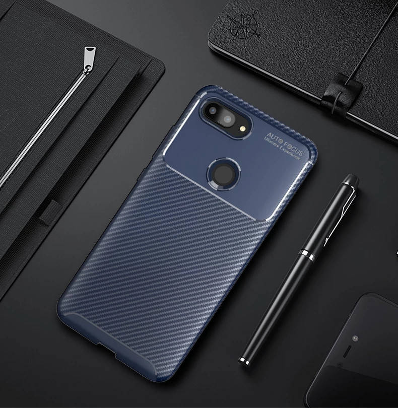

Чехол-бампер КАРБОН для Xiaomi Mi8 lite, Синий
