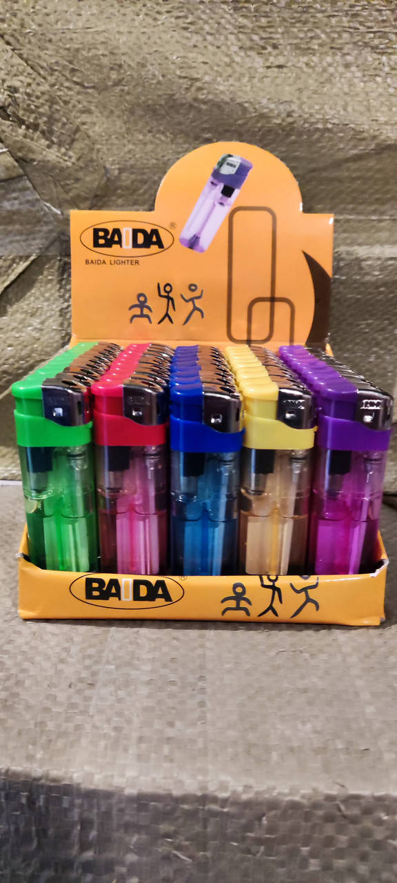 

Зажигалка пьеза прозрачная Baida, Разные цвета
