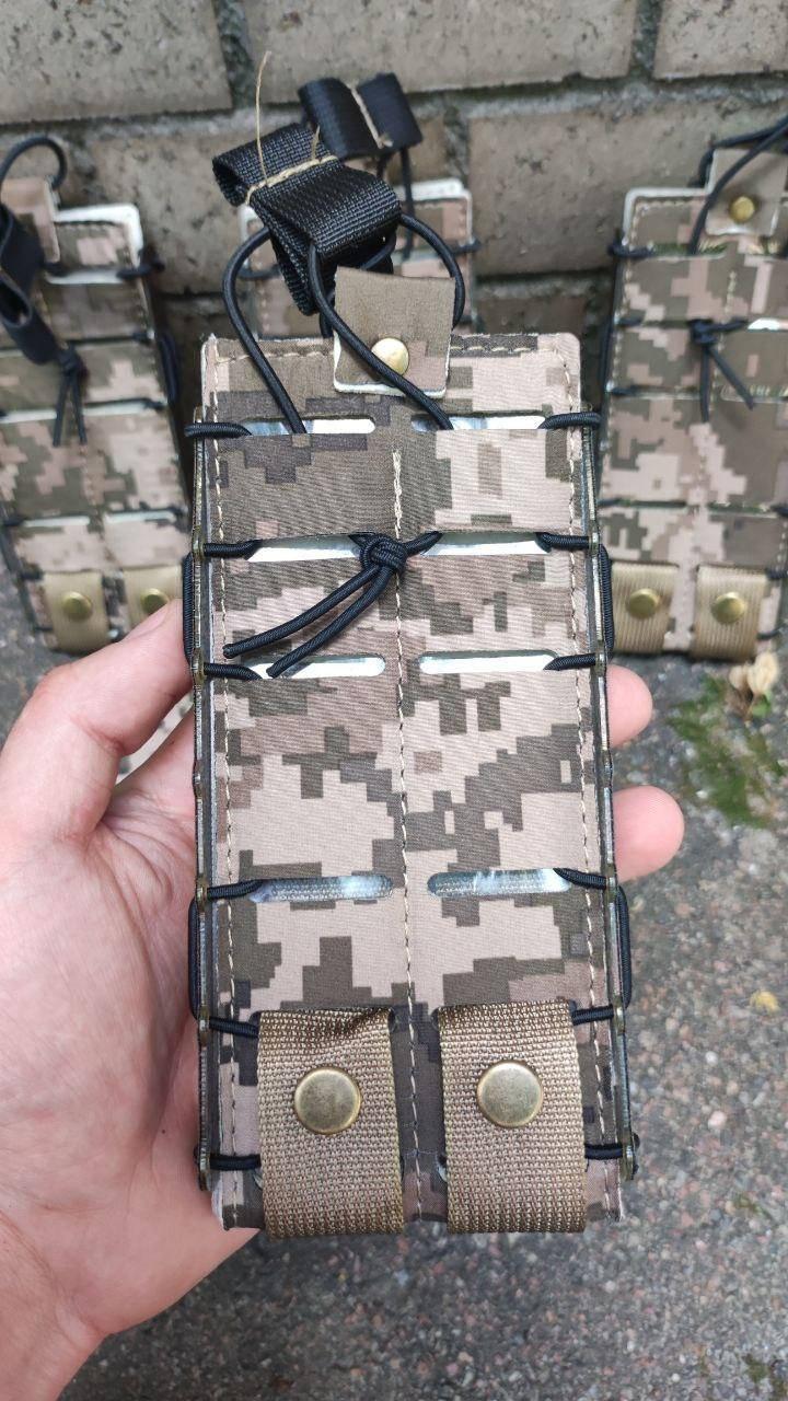 

Тактический подсумок под магазин АК/РПК одинарный открытый на резинках (с утяжками), Оливковый
