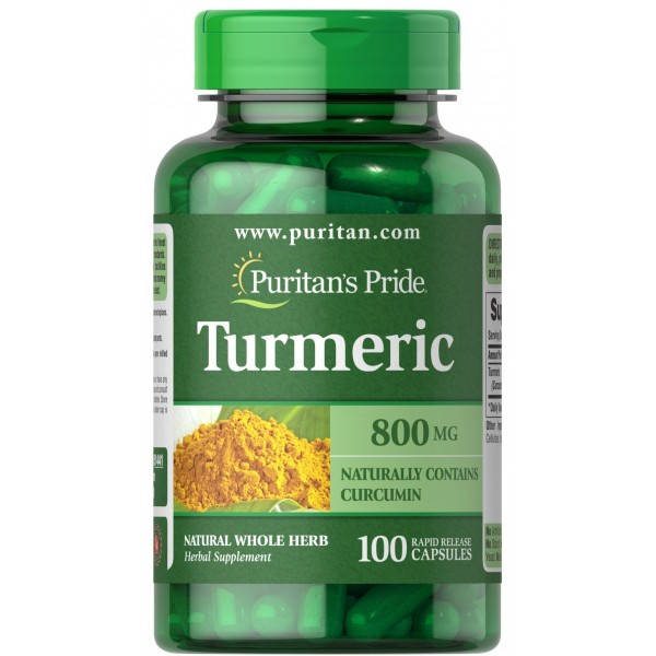 

Куркума, Turmeric, Puritan's Pride, 800 мг, 100 капсул (PTP-51441)