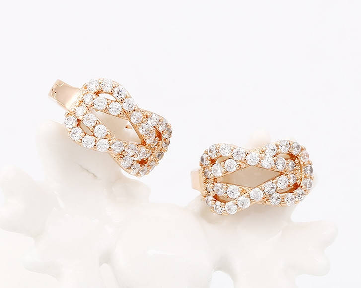 

Серьги медзолото, с россыпью циркония, 14К