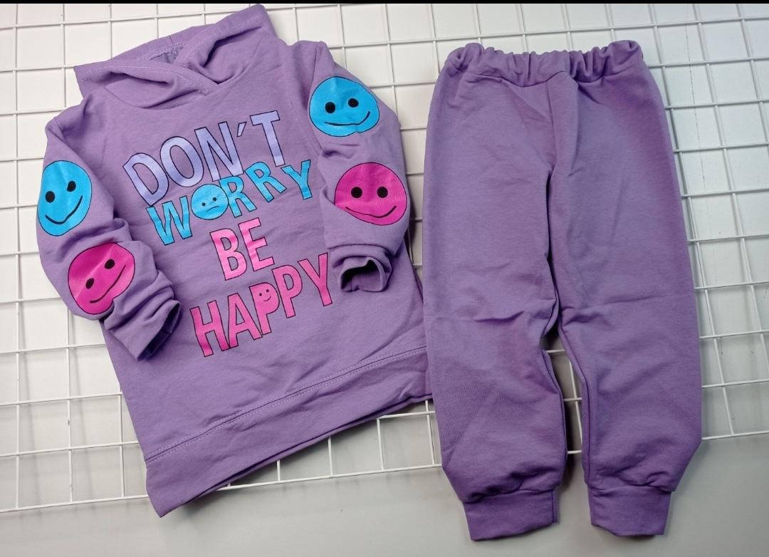 

Костюм спортивный детский для девочки, Don`t Worry, Be Happy, двунить, от 80 до 122 см роста