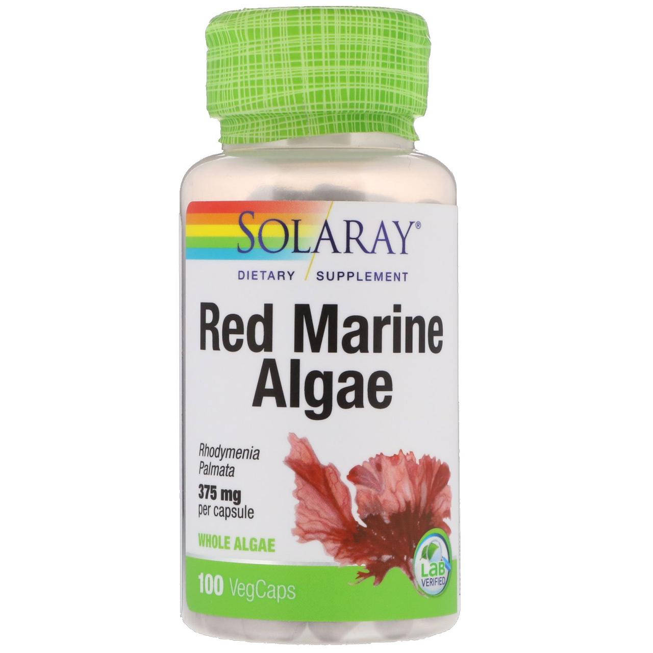 

Красные водоросли, Red Marine Algae, Solaray, 375 мг, 100 капсул