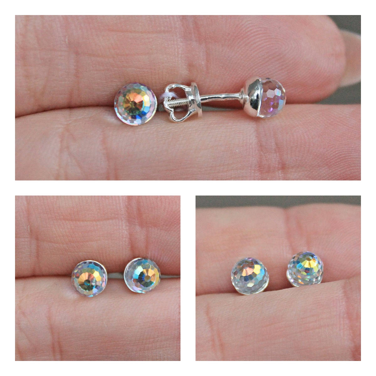 

Серебряные пусеты Рио Swarovski цветные