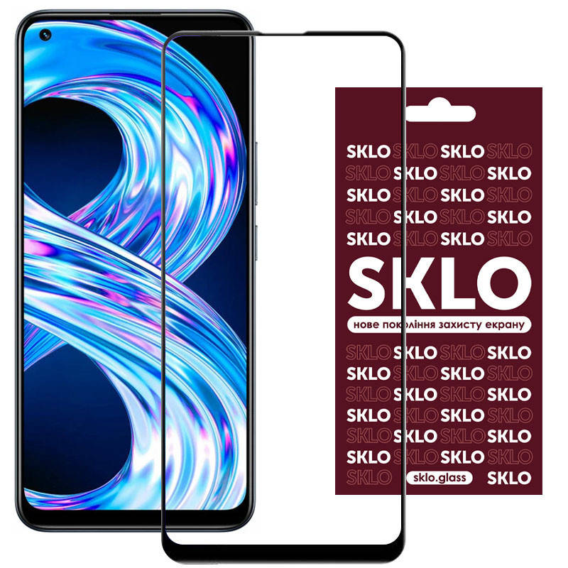 

Защитное стекло SKLO 3D (full glue) для Realme 8 / 8 Pro, Черный