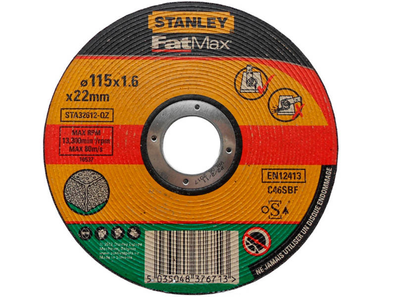 

Круг отрезной по камню / бетону STANLEY, Ø = 115х22 мм, h = 1,6мм