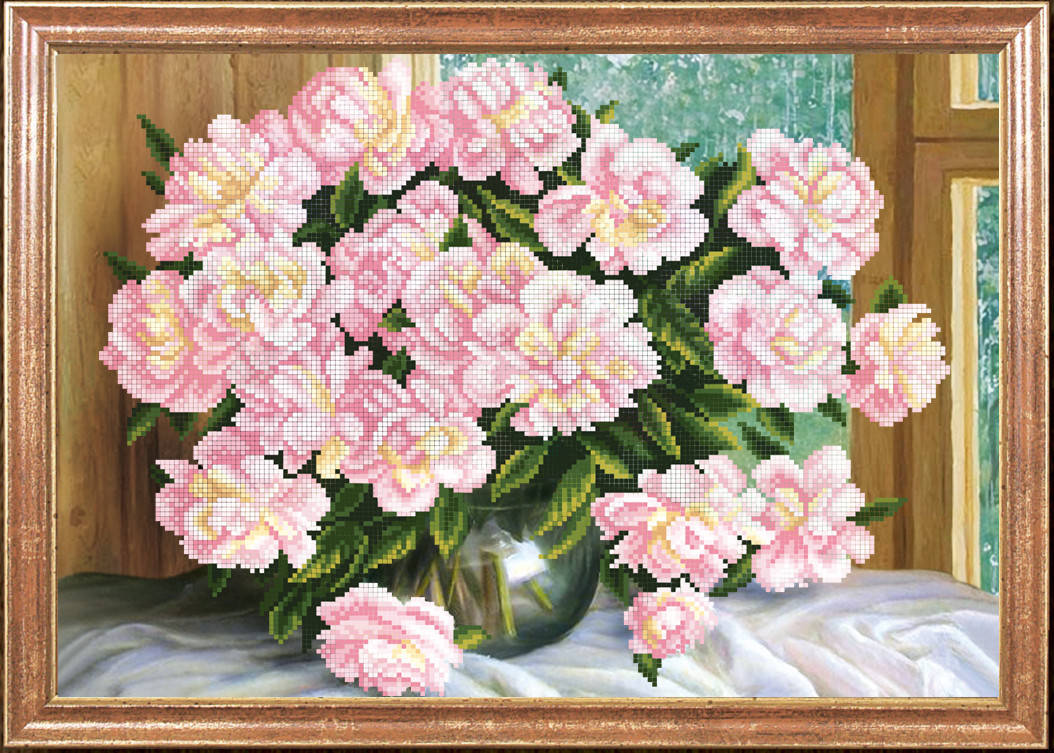 

Схема для вышивки бисером Нежные пионы