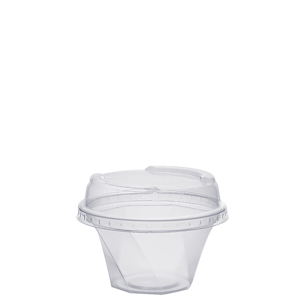 

Стаканы (РР) десертные пластиковые винтовые под плоскую крышку «В» 130 мл без крышки