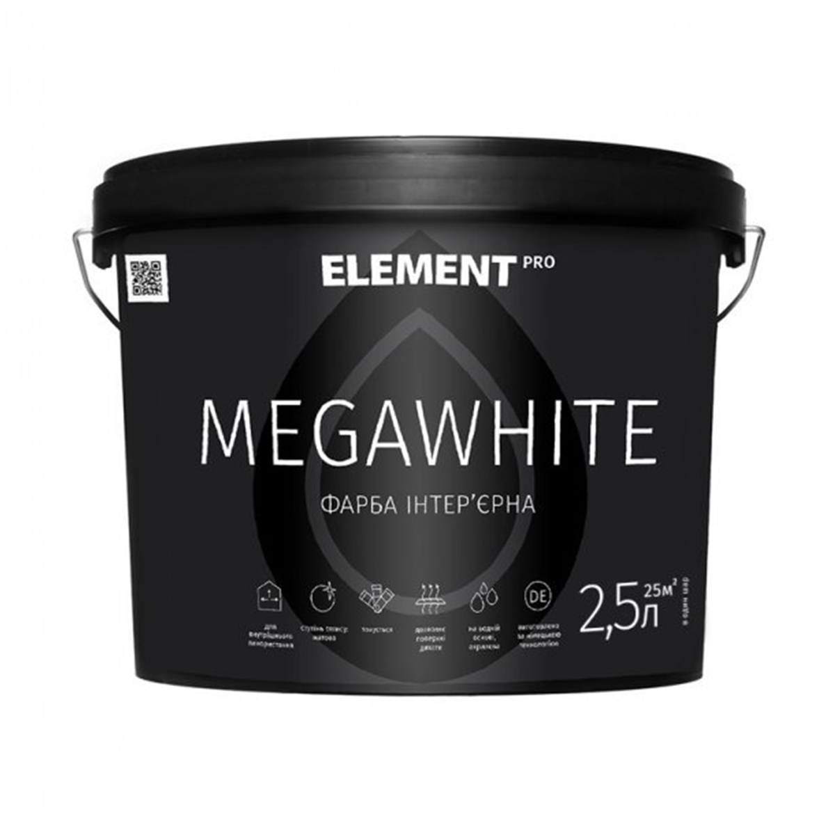 

Моющаяся краска для стен и потолка Element Pro Megawhite 2.5л, Белый