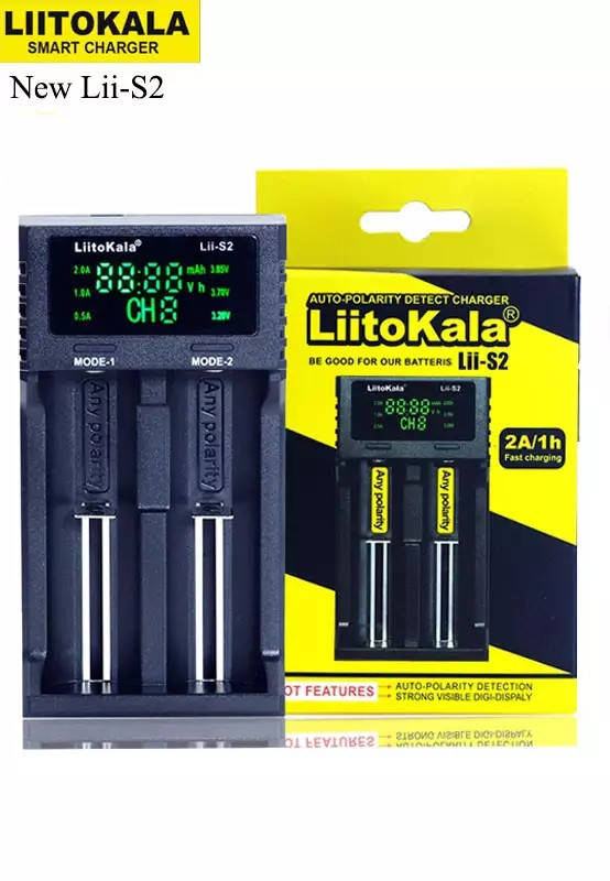 

Зарядное устройство Liitokala Lii-S2 с дисплеем на 2 слота 18650, 26650 АА ААА 21700