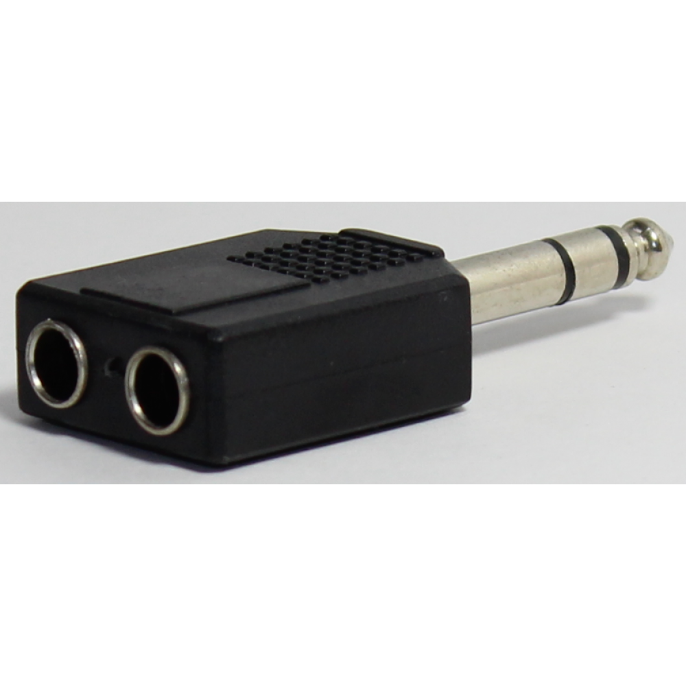 

Переходник аудио штекер 6.3 мм стерео - 2 гнезда 6.3 мм стерео