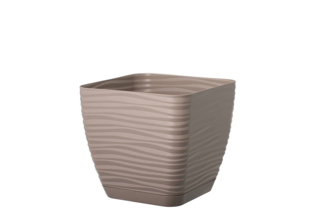 

Горшок для цветов Form-Plastic Сахара Петит Квадрат с подставкой 0,8 л 1 1 х 10 см, Цвет Серо-Бежевый