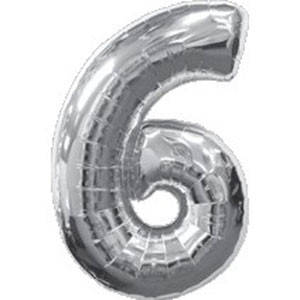 

Шар цифра фольга серебро "6", Серебристый