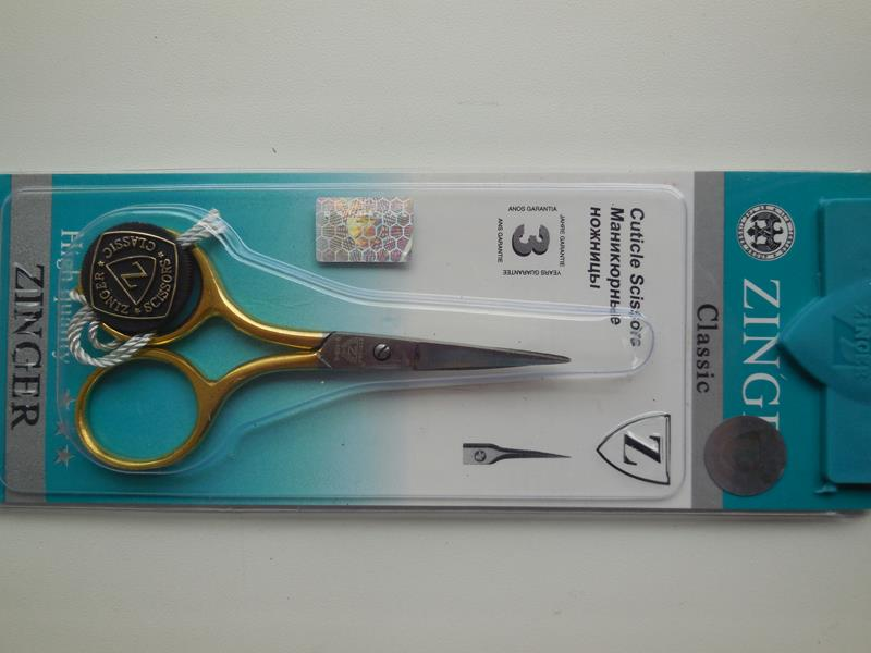 

Маникюрные ножницы Zinger ногтевые сталь золото печать