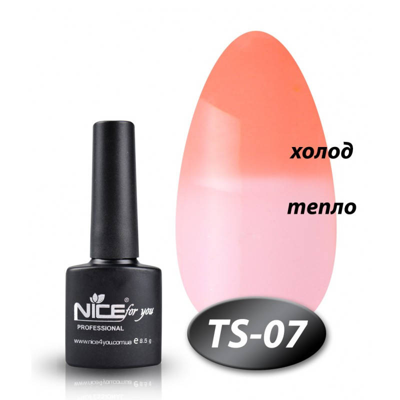 

Термо гель лак TS-07 Nice for you оранжево-коралловый нежно розовый 8,5 мл