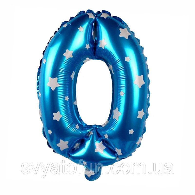 

Фольгированный шар цифра 0 голубой в звездочки Китай