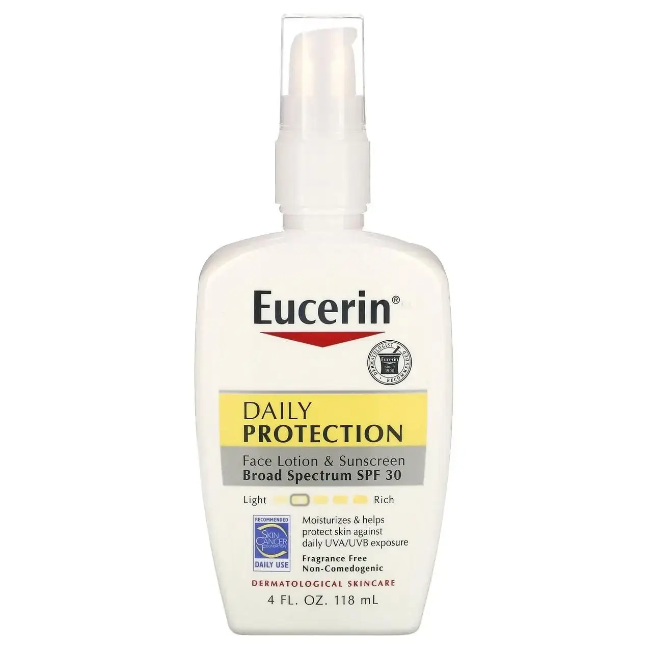 

Eucerin, ежедневный солнцезащитный лосьон для лица, SPF 30, без отдушки, 118 мл