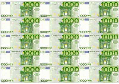 

Вафельна картинка для кондитерских виробів "Євро", (лист А4) 1000 евро 9 см