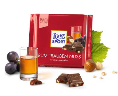 

Шоколад Ritter Sport Rum Trauben Nuss молочный ром+изюм+орех 100 г