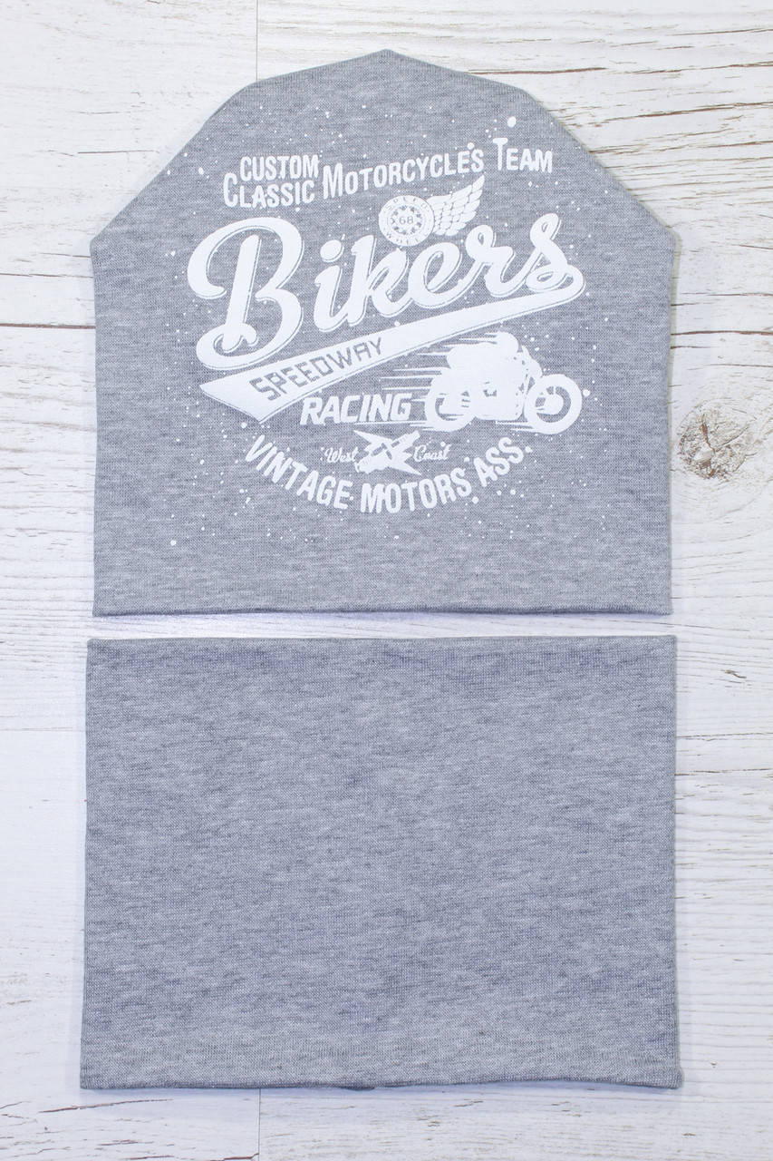 

Двойные детские наборы шапка хомут. Шапка для мальчика 52-56, Светло-серый