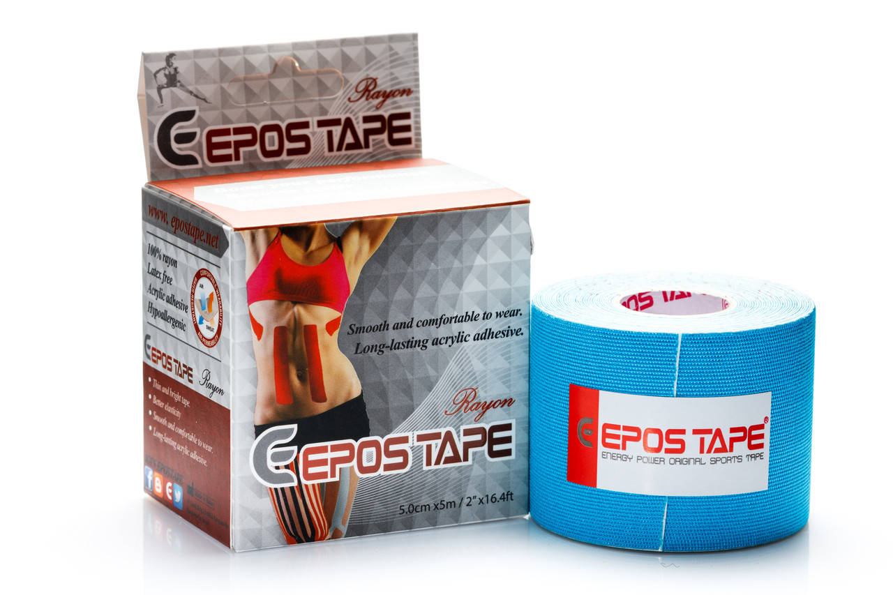 

Шёлковый кинезио тейп EPOS RAYON TAPE 5м (вискоза), голубой